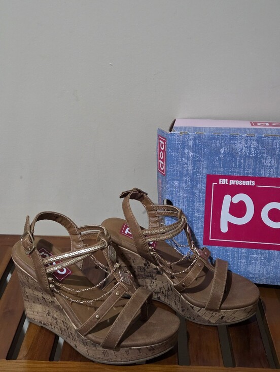 pop Shoes - POP Electricity Cognac Wedge Shoes NEW